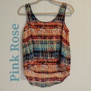 ❣️Pink❣️Rose colorful stripe crop tank top sz: M Jr